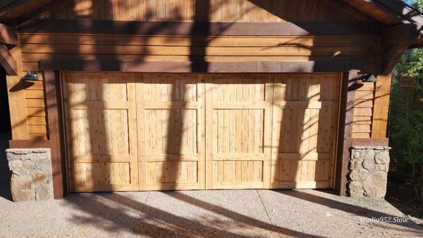 Custom 18x8 Wood Overlay Garage Door Installation