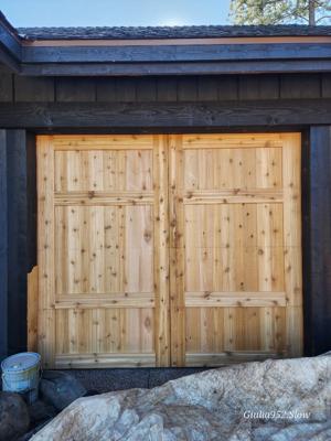 Custom Wood Overlay Garage Door Installation with Smart Opener