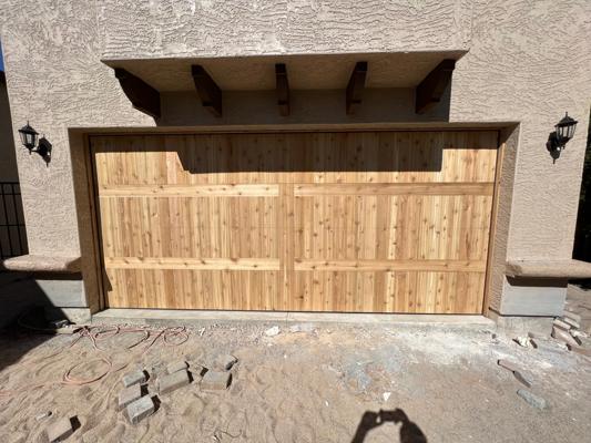 Custom Wood Garage Door Installation with Smart Opener