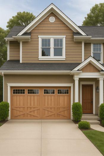 Residential overhead sectional garage door on Arizona home
