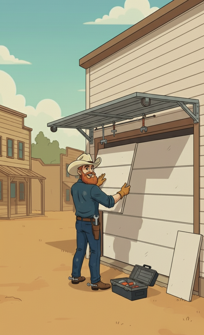 On Track technician repairing a residential garage door spring